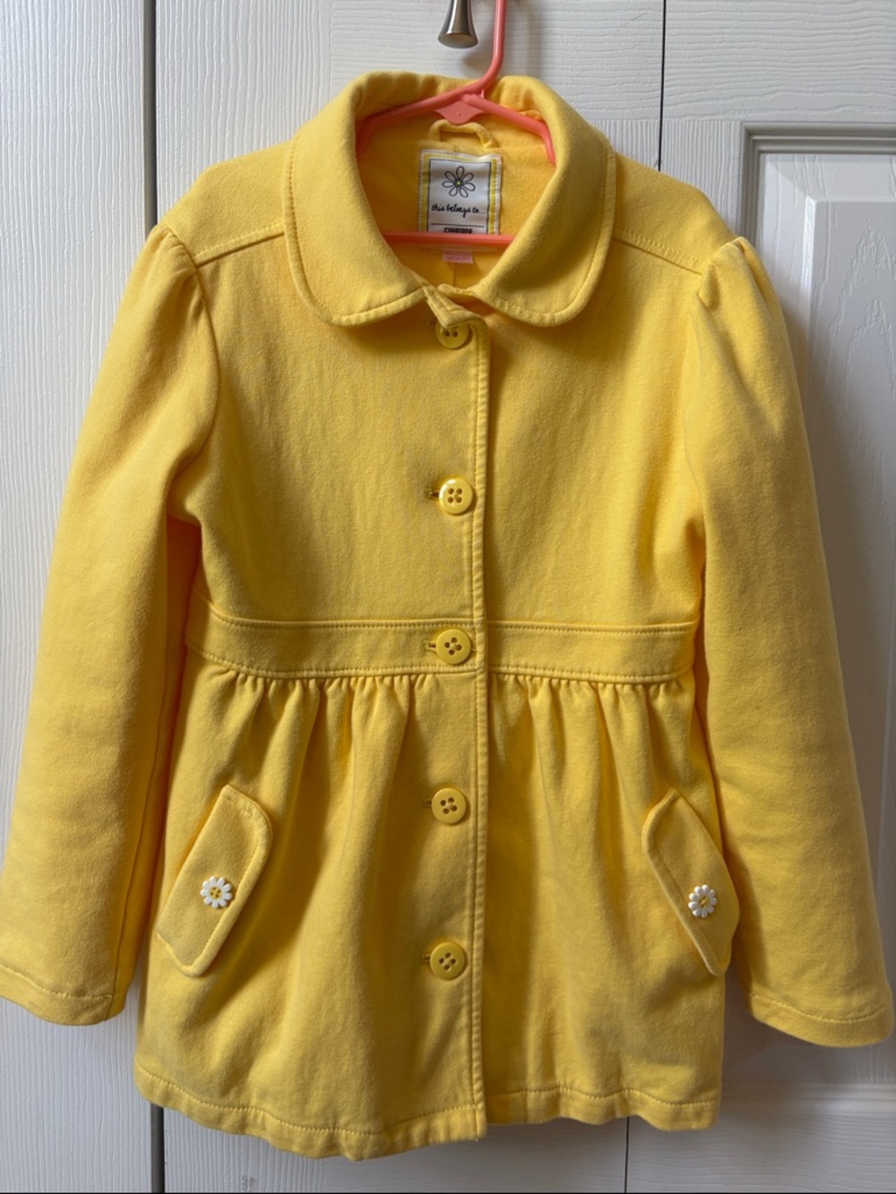Gymboree Bright Yellow Girls' Peacoat with Daisy Buttons (7T)
